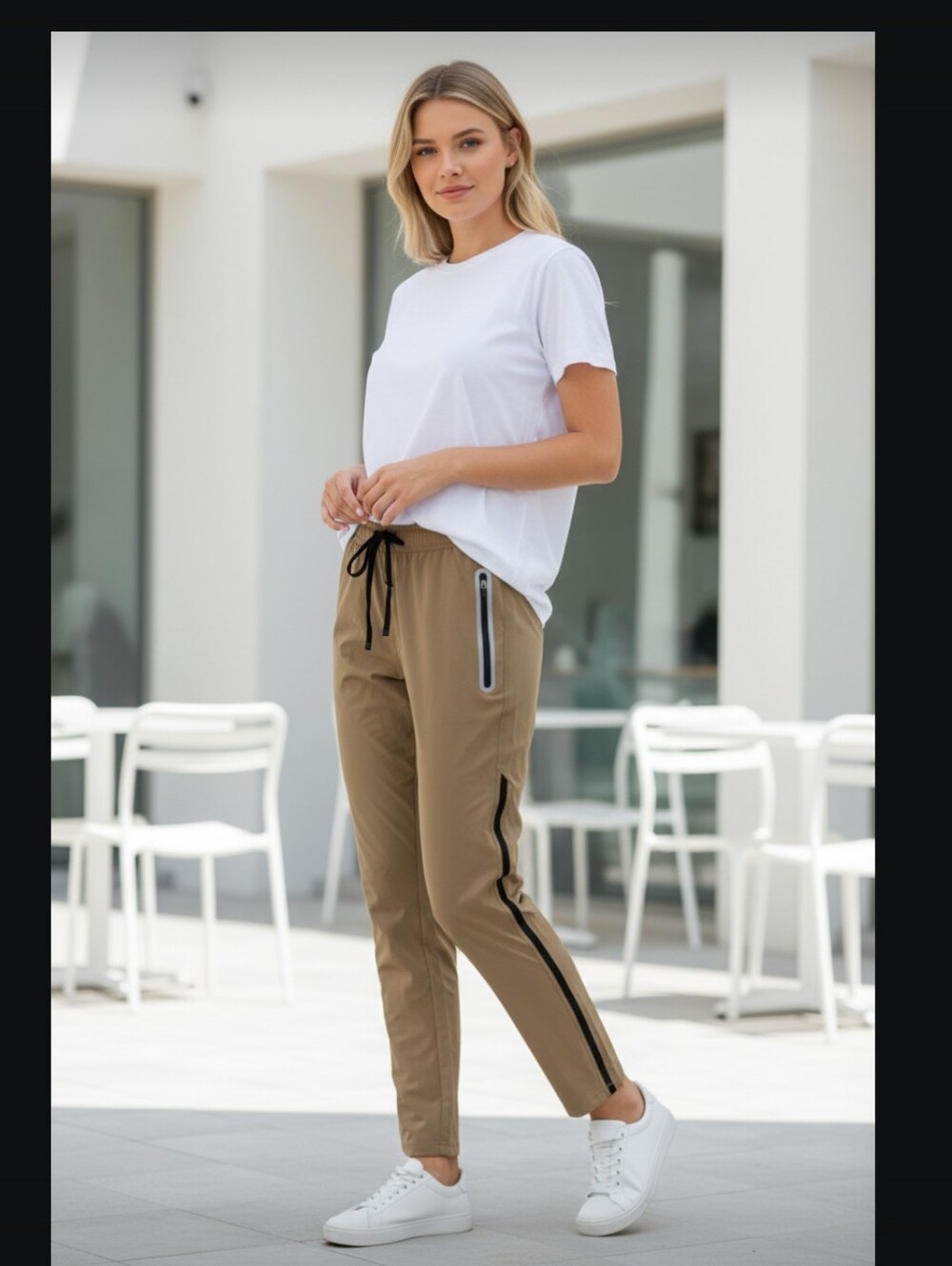 Outdoor Sports Lightweight Tan Athletic Drawstring Pants Unisex
